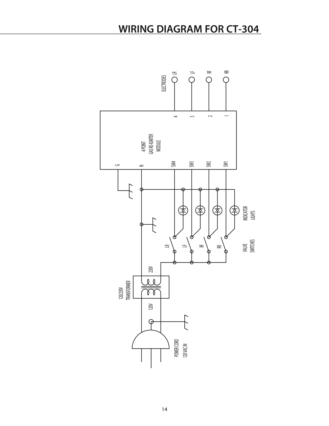 DCS CT-365SS, T-365BK installation manual WIRING DIAGRAM FOR CT-304 
