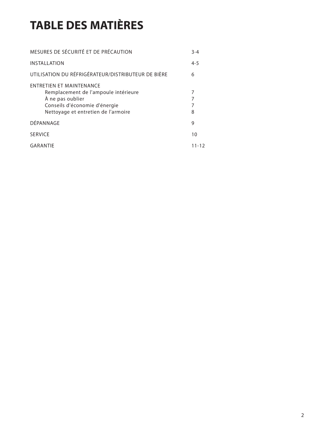 DCS UT624, UR624 manual Table DES Matières, Entretien ET Maintenance 