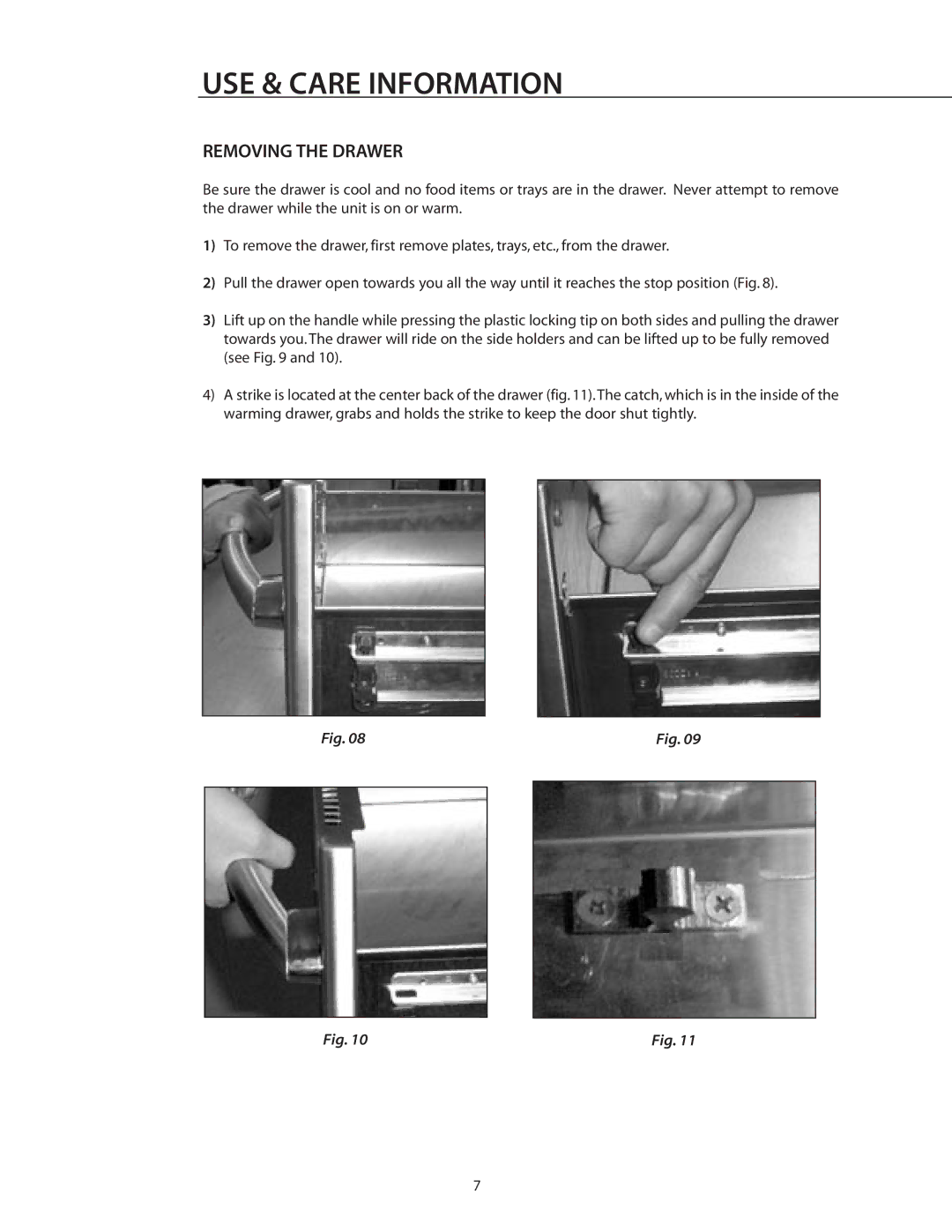 DCS WDS-30, WDI, WDS-27 manual Removing the Drawer 