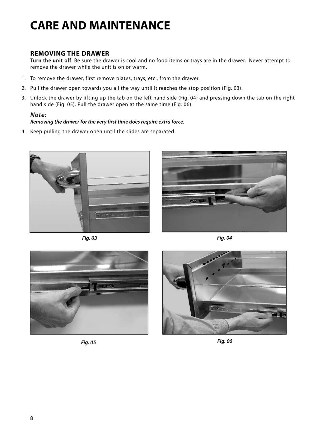 DCS WDT-30, WDTI manual Removing the Drawer 