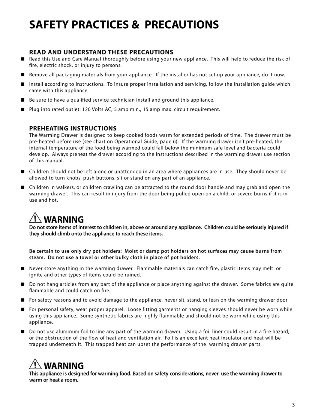 DCS WDTI, WDT-30 manual Safety Practices & Precautions, Read and Understand These Precautions, Preheating Instructions 