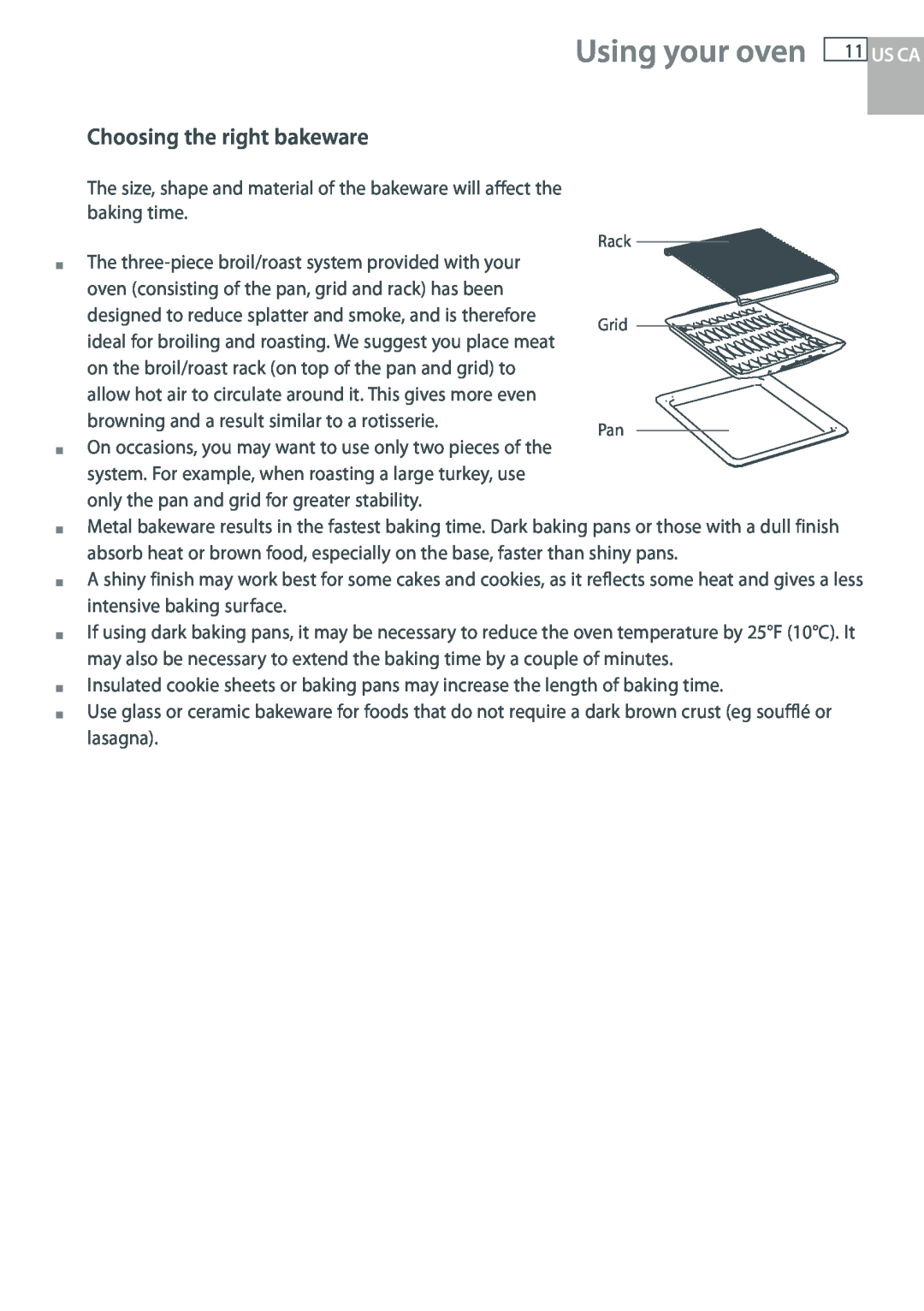 DCS WOU-130, WOUD-230 manual Using your oven, Choosing the right bakeware 