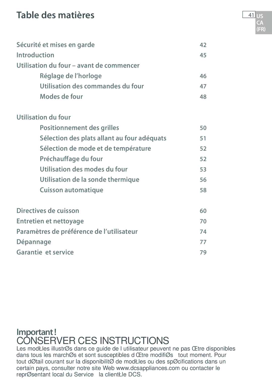 DCS WODU30, WOUD230, WOU130, WOSU30 manual Conserver CES Instructions 