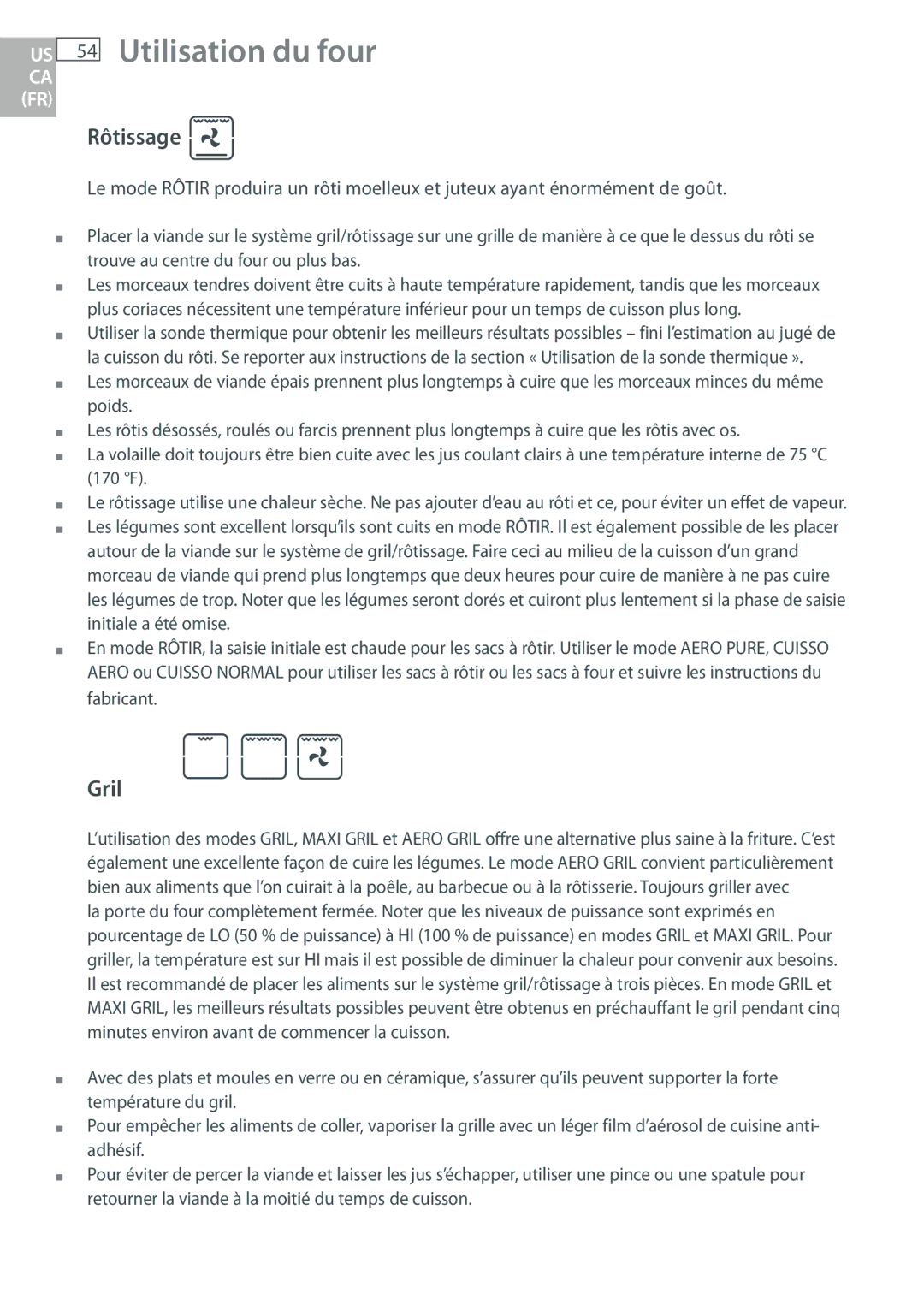 DCS WOUD230, WOU130, WOSU30, WODU30 manual Rôtissage, Gril 