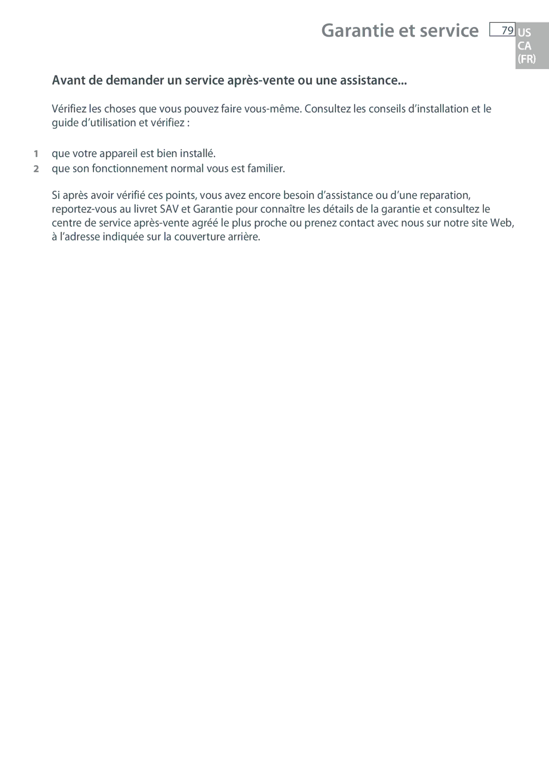 DCS WOU130, WOUD230, WOSU30, WODU30 manual Garantie et service, Avant de demander un service après-vente ou une assistance 