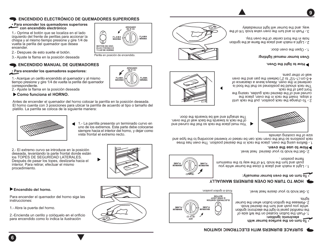 DDA SuperMatic SF11120, SF13120, SE13500, SF13420 manual Como funciona el Horno, Oven the use to How 