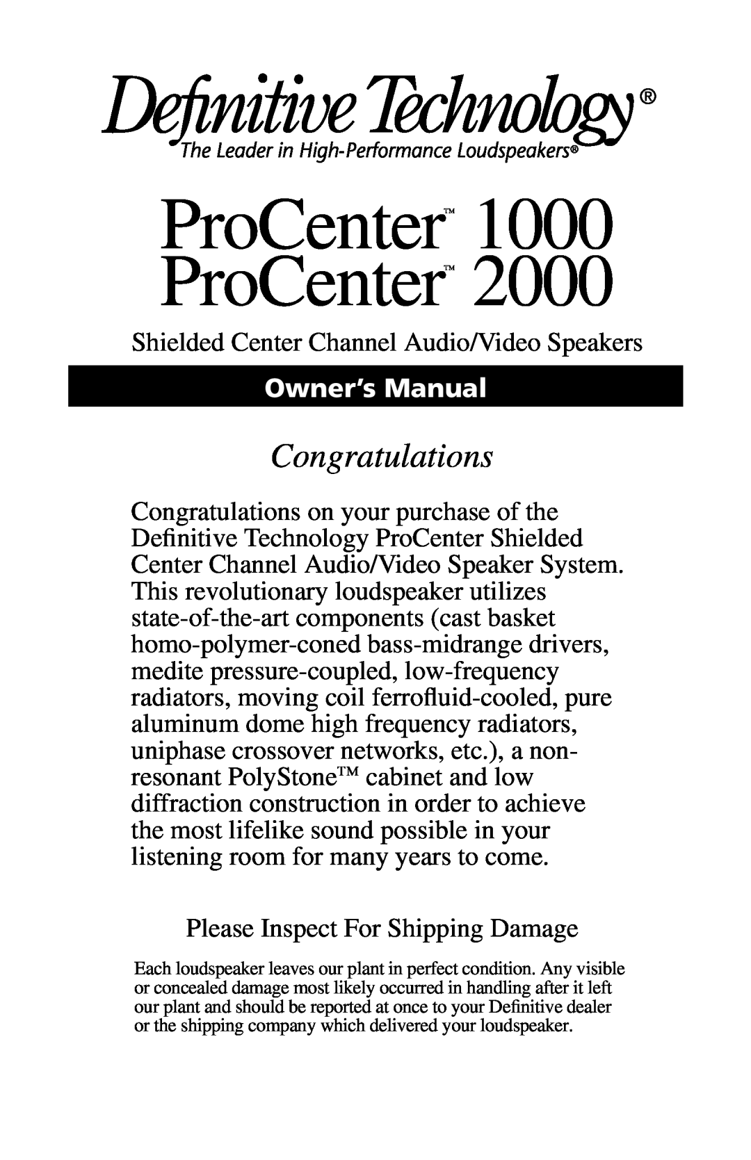 Definitive Technology 2000 owner manual SuperCube, Guide d’utilisation 