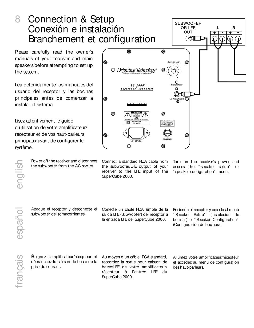 Definitive Technology 2000 owner manual Français español english 