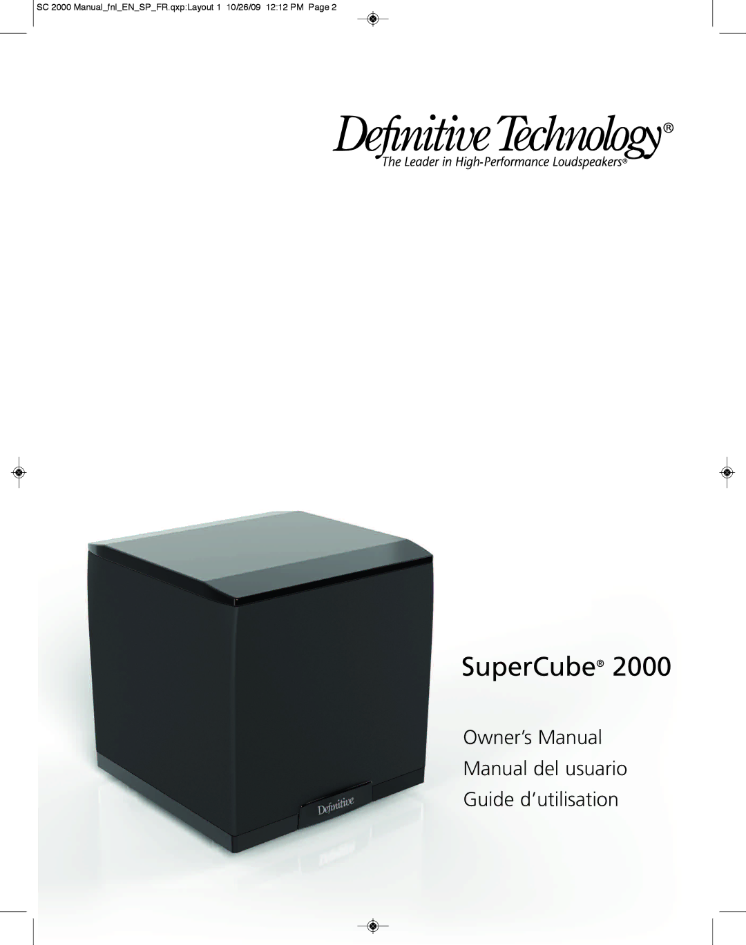 Definitive Technology 2000 owner manual SuperCube 