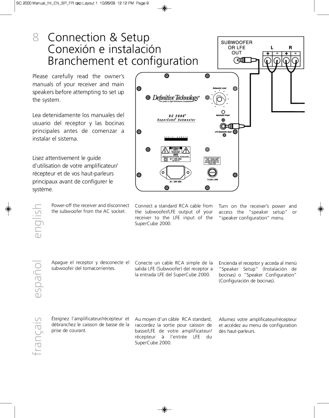 Definitive Technology 2000 owner manual Français español english 