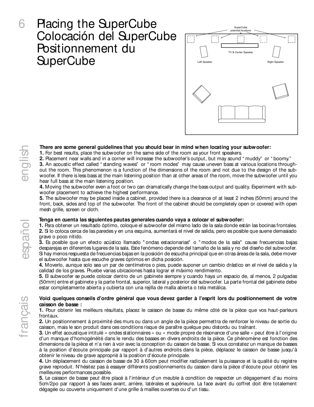 Definitive Technology 4000, 6000 owner manual English Français español 