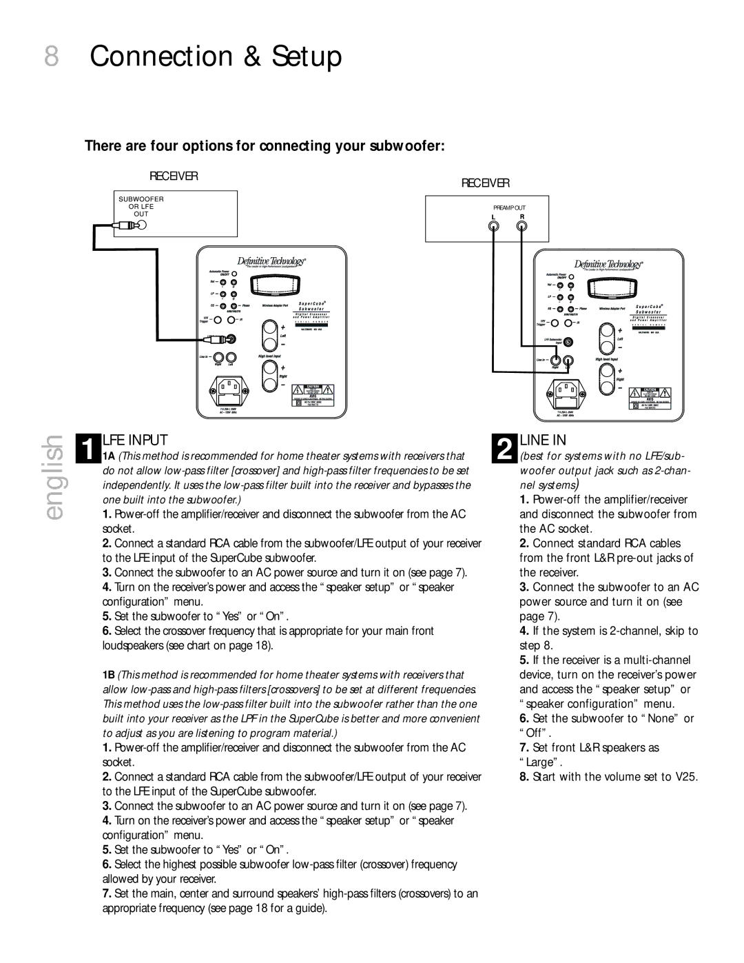 Definitive Technology 4000, 6000 owner manual Connection & Setup 