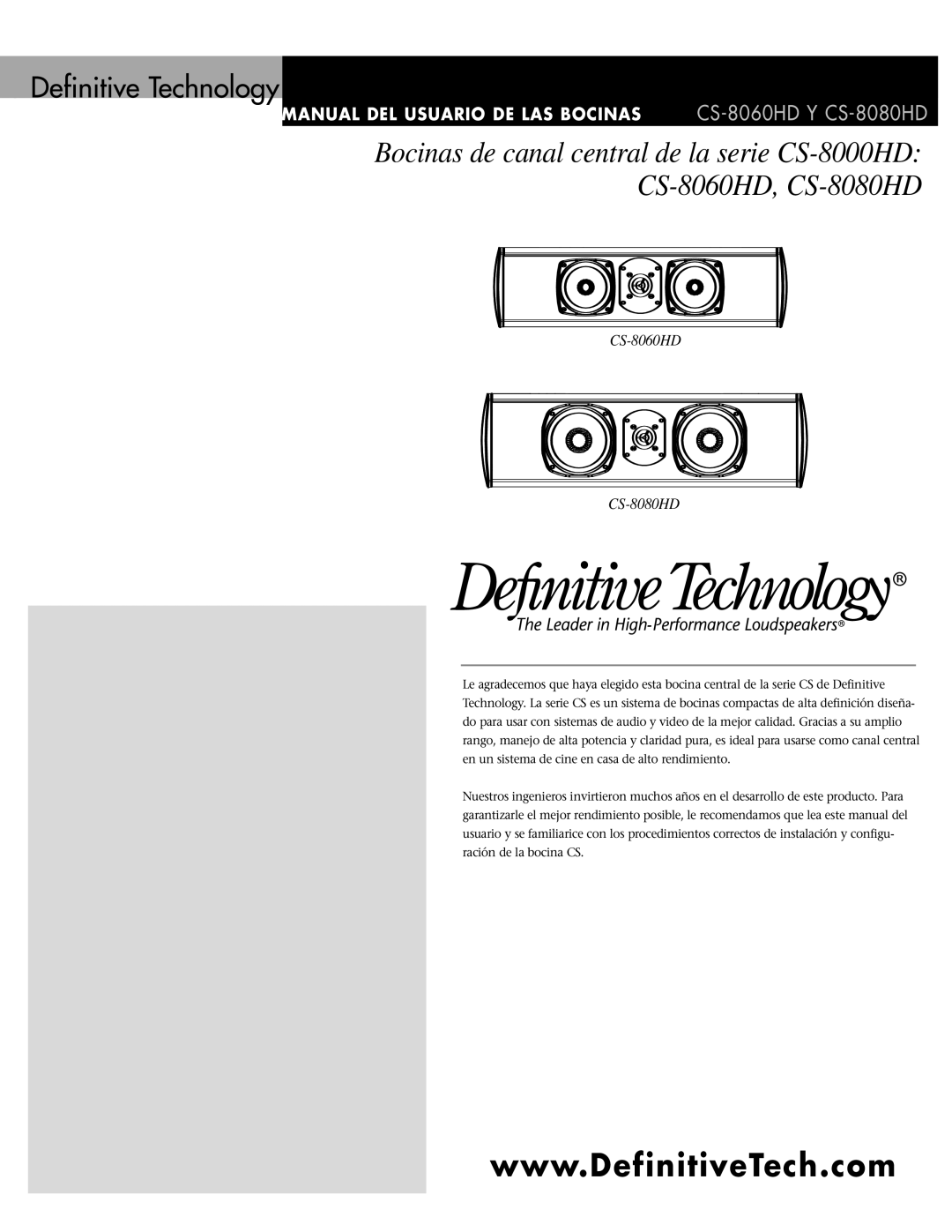 Definitive Technology CS-8000HD owner manual CS-8060HD Y CS-8080HD 