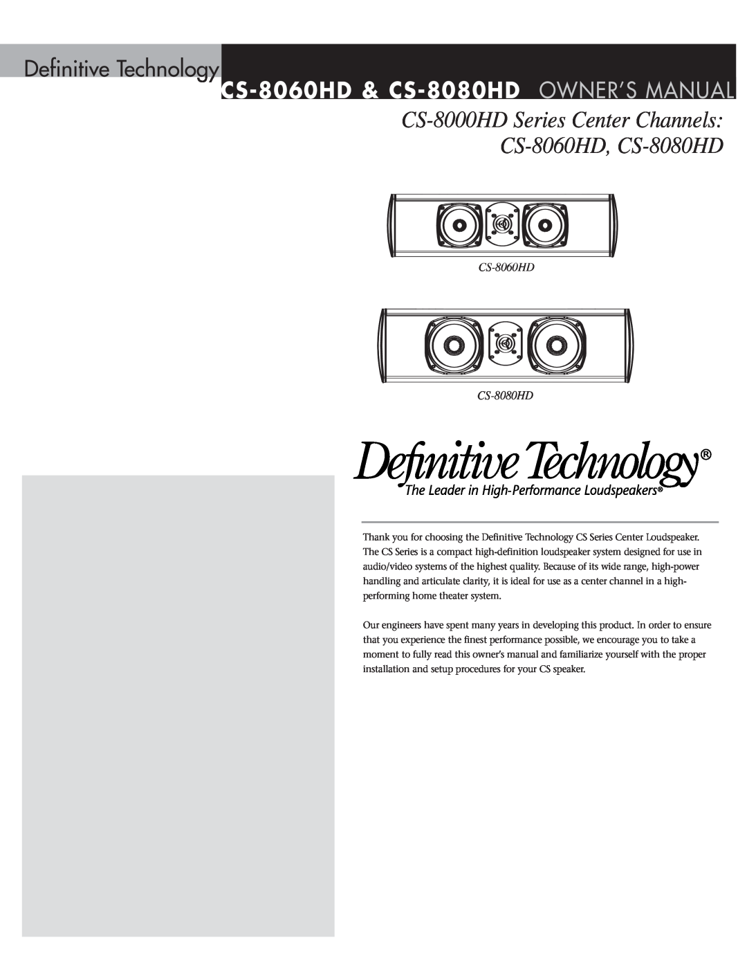Definitive Technology CS-8000HD owner manual CS-8060HD, CS-8080HD, Definitive Technology, CS - CS8060HD -8060HD 