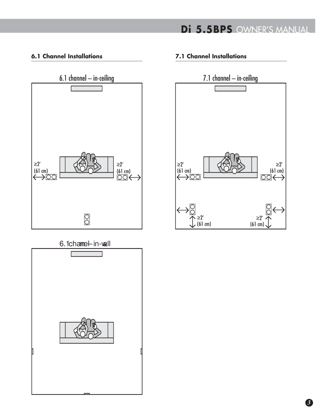 Definitive Technology Di 5.5BPS owner manual Channel in-ceiling 