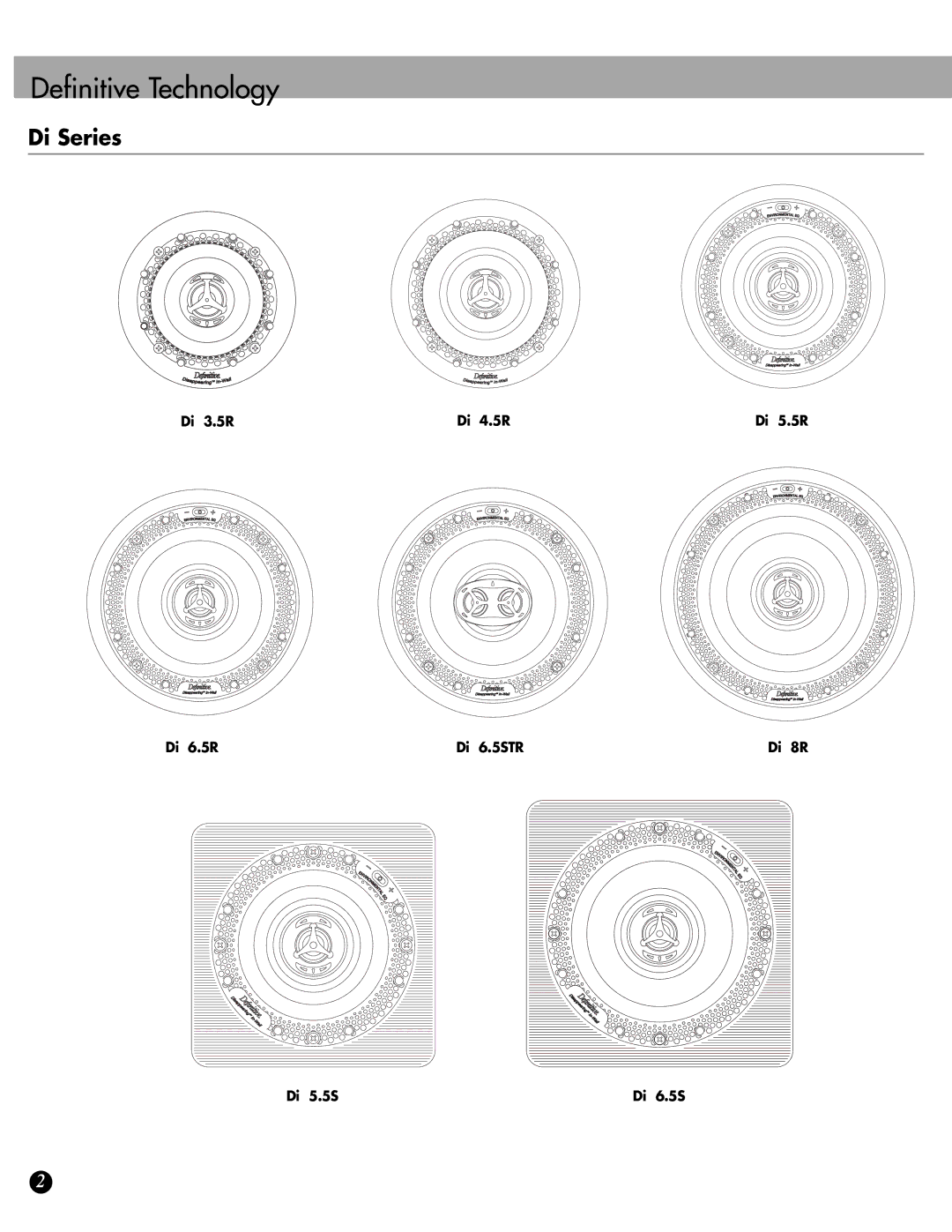 Definitive Technology DI8R, DI65R, 6.5STR, 6.5R, 4.5R, 5.5R, 5.5S, 3.5R owner manual Di Series 