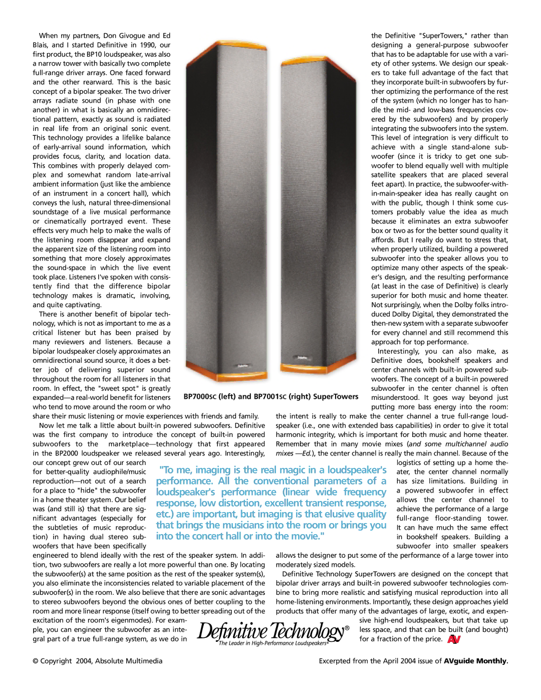 Definitive Technology Subwoofers manual 