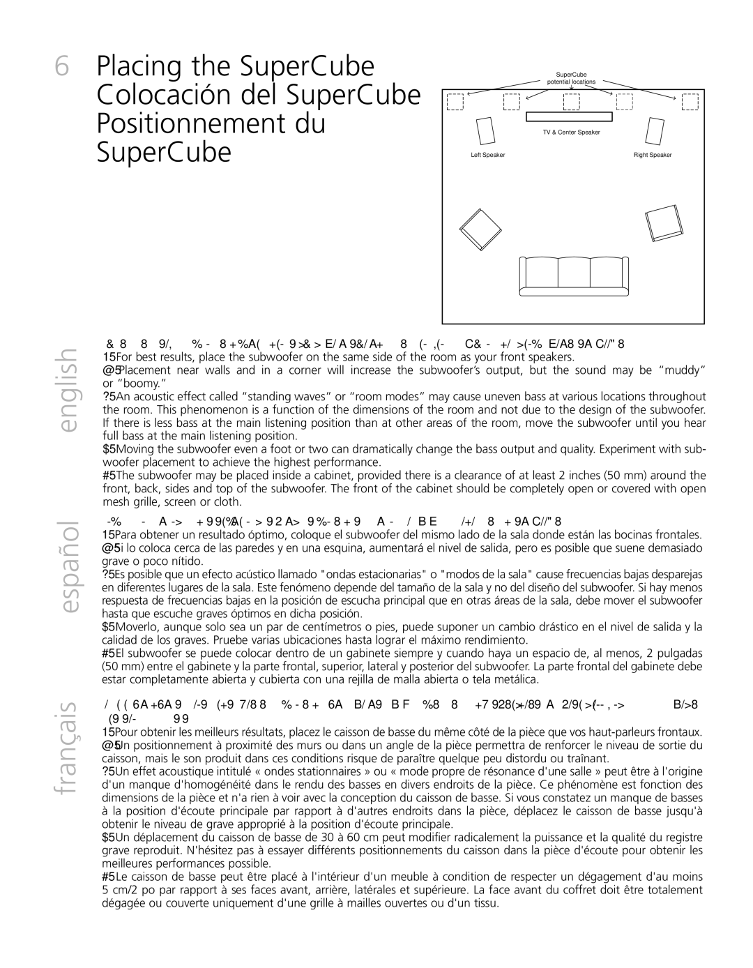 Definitive Technology SC 6000, SuperCube, SC 8000, SC 4000 owner manual English Español 