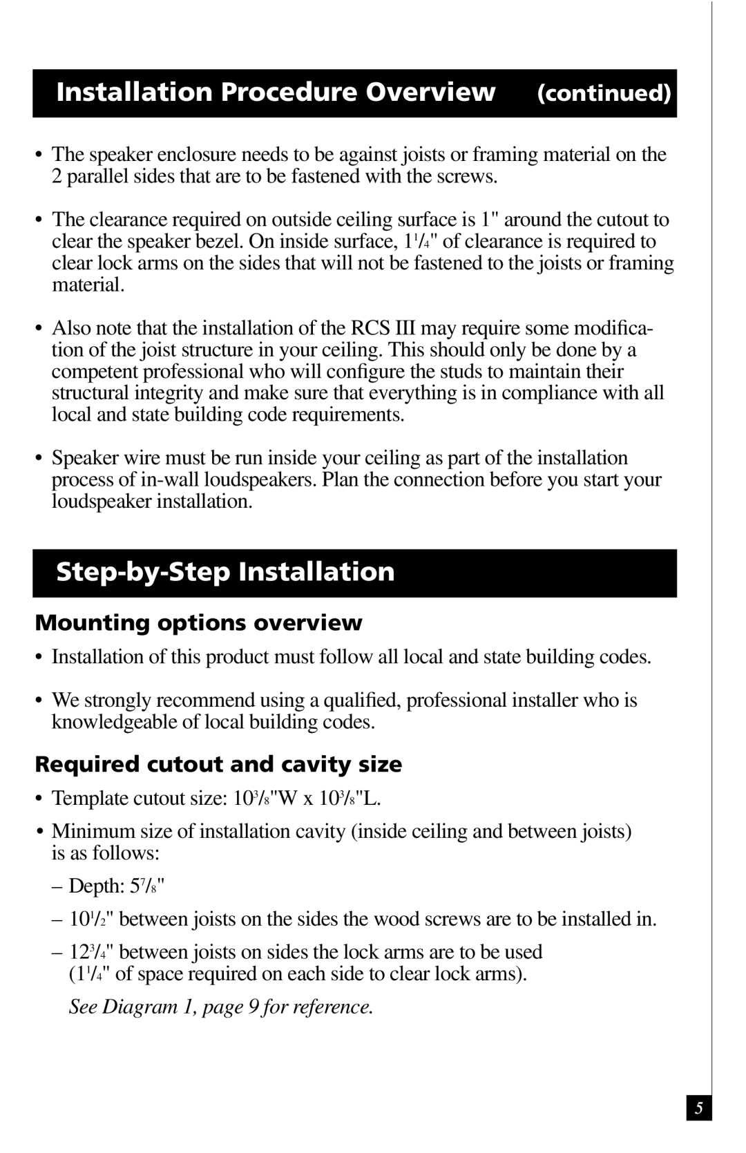 Definitive Technology Reference Series In-Ceiling Speaker owner manual Step-by-Step Installation, Mounting options overview 