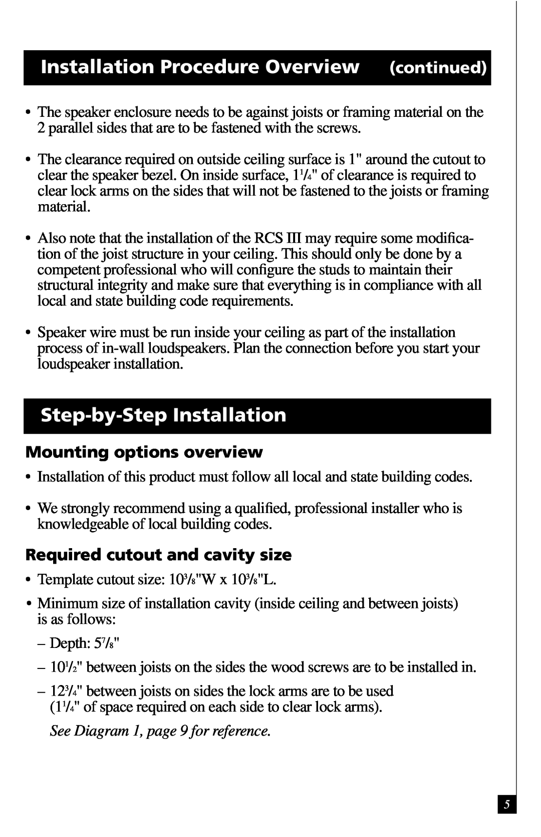 Definitive Technology Reference Series In-Ceiling Speaker, UIW RCS III Installation Procedure Overview continued 