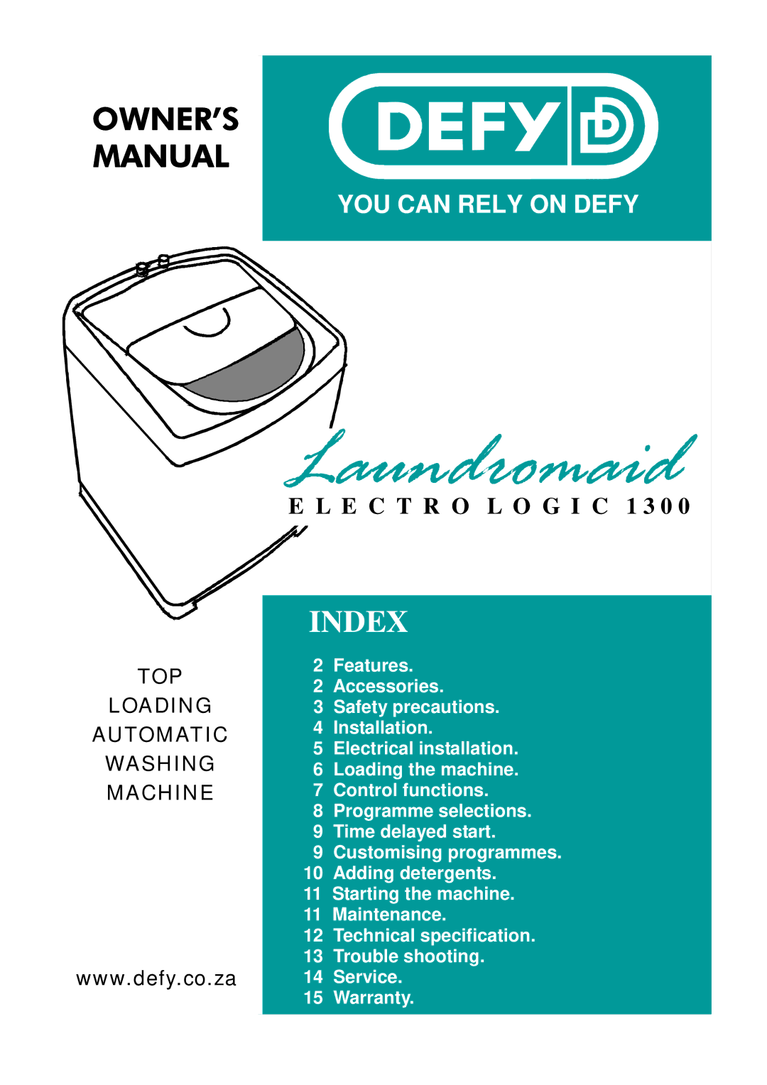 Defy Appliances 1300 owner manual OWNER’S Manual 