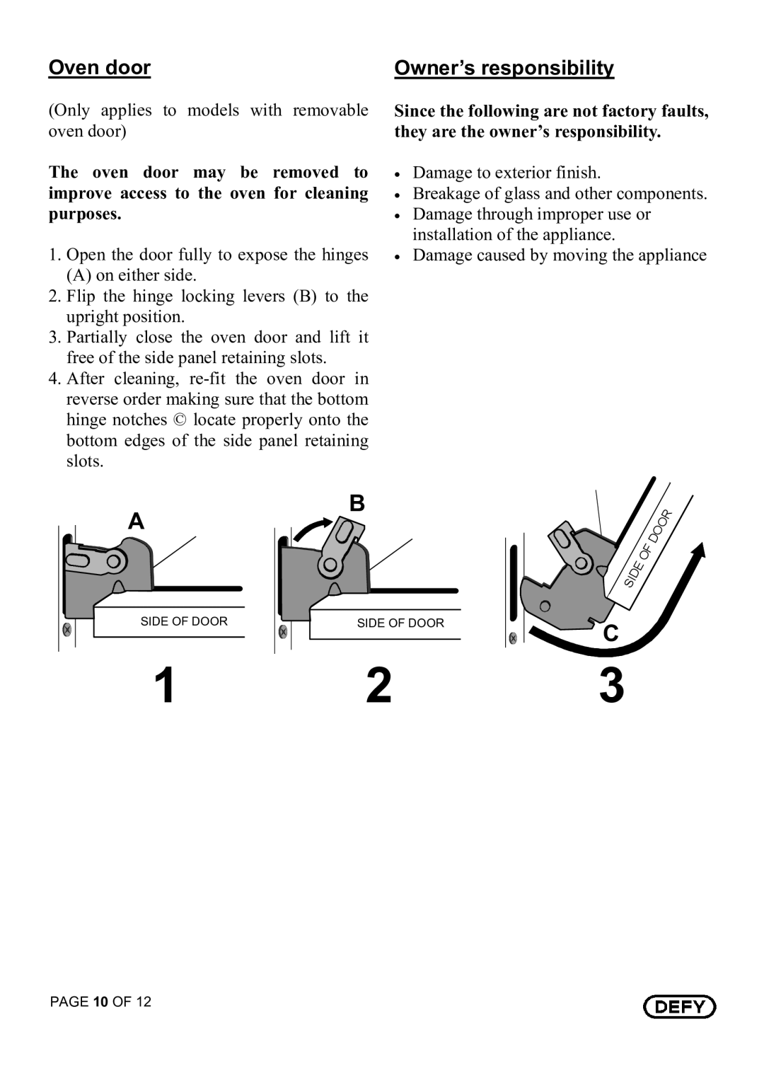 Defy Appliances 501 manual =$$!$ % 