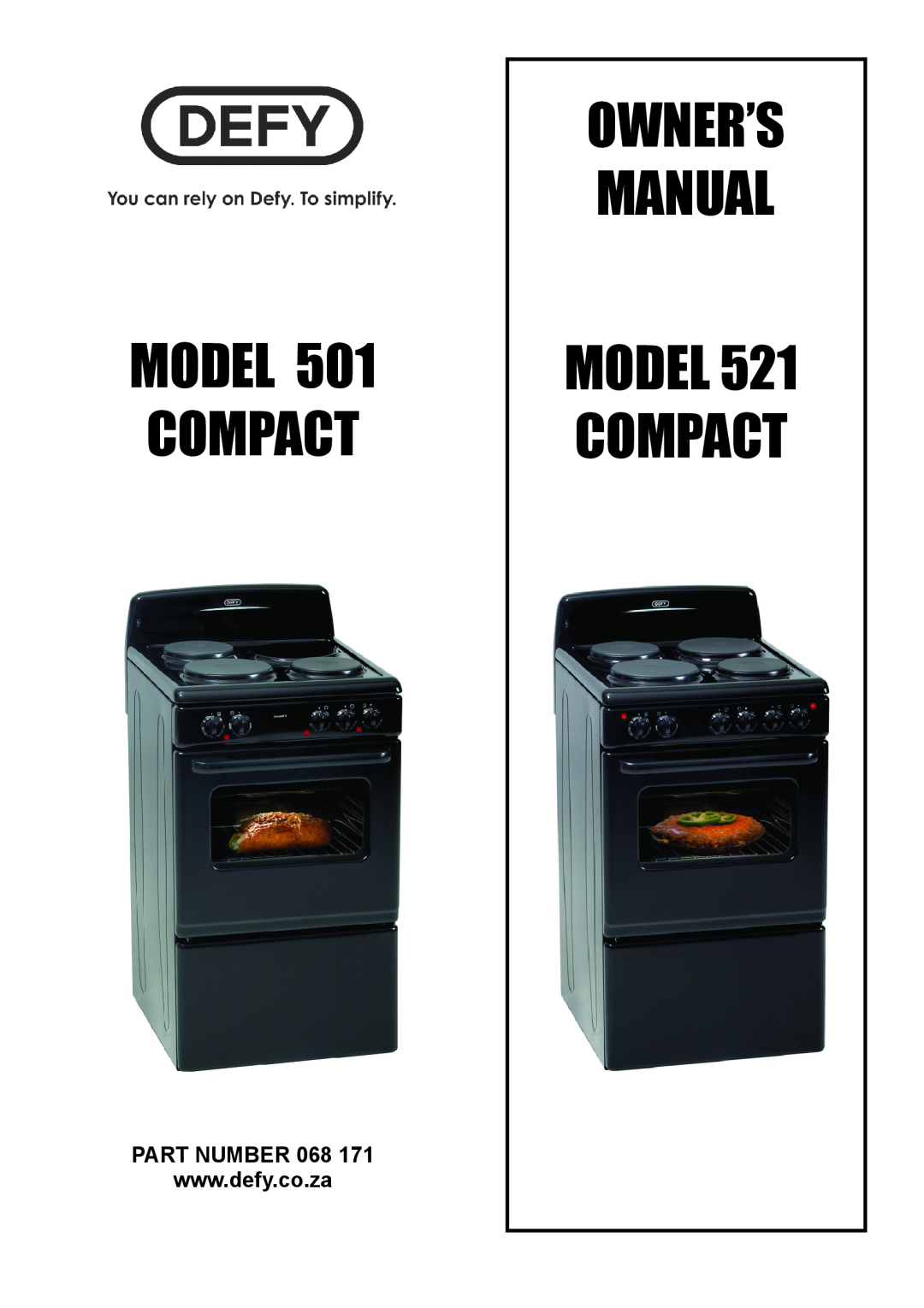 Defy Appliances 501 manual 