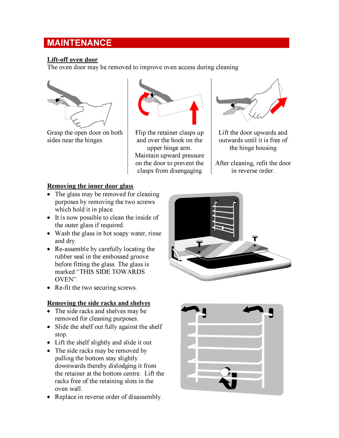 Defy Appliances 600 EMSG owner manual Maintenance 