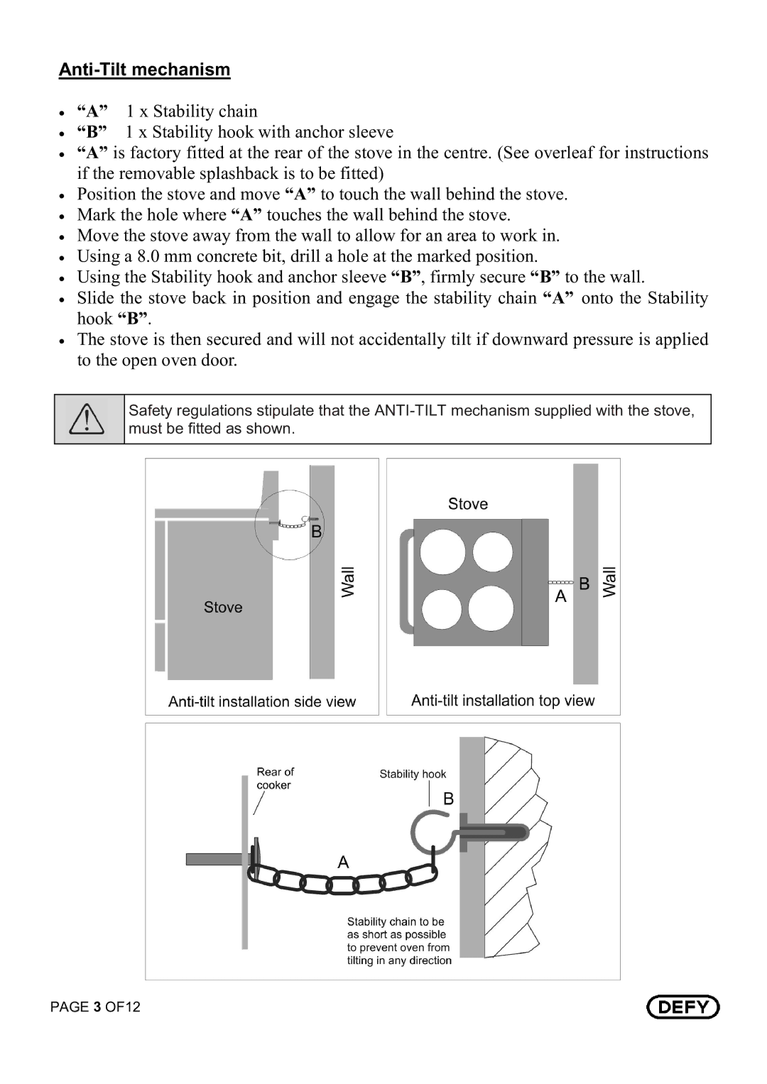 Defy Appliances 620, 621 owner manual 3 OF12 