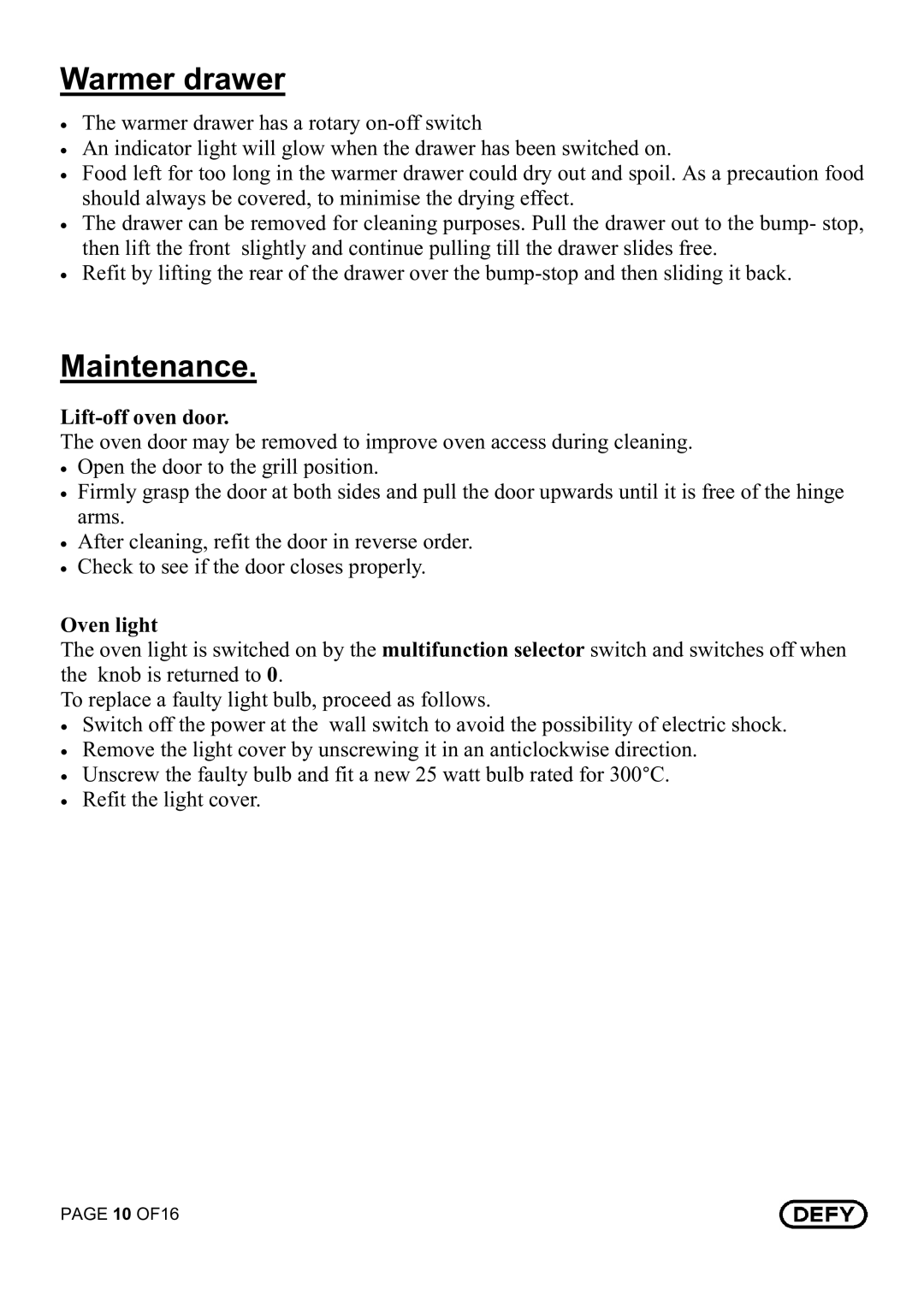 Defy Appliances 631 T manual 