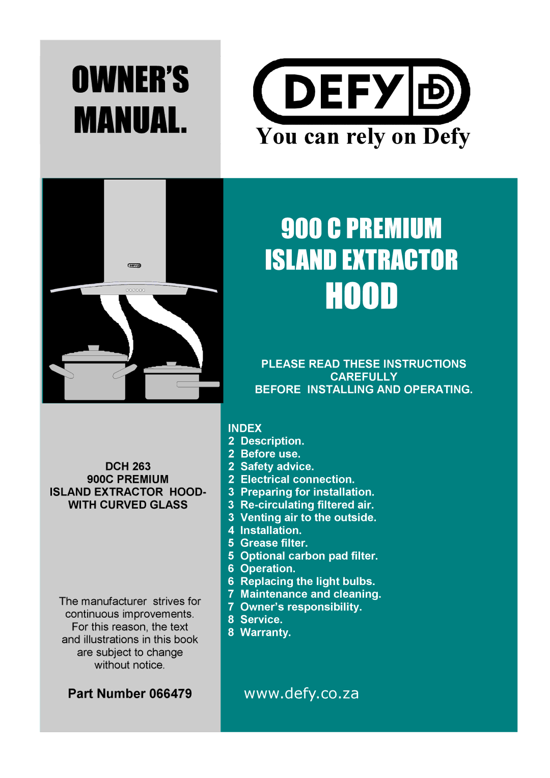 Defy Appliances 66479 manual #$% 