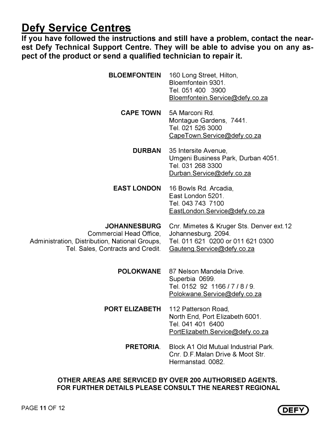 Defy Appliances 67913 manual $C#% 