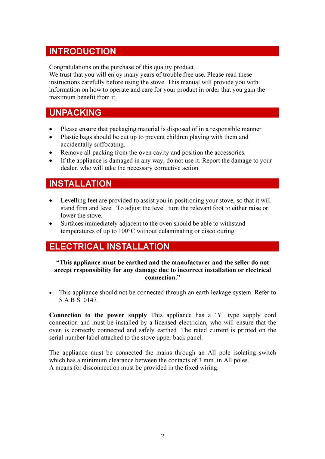 Defy Appliances 731 MF, 735 MF owner manual Introduction, Unpacking, Electrical Installation 