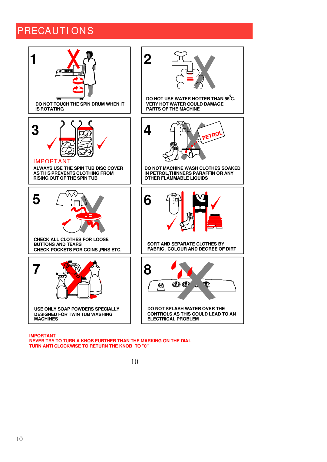 Defy Appliances 920 owner manual Precautions 