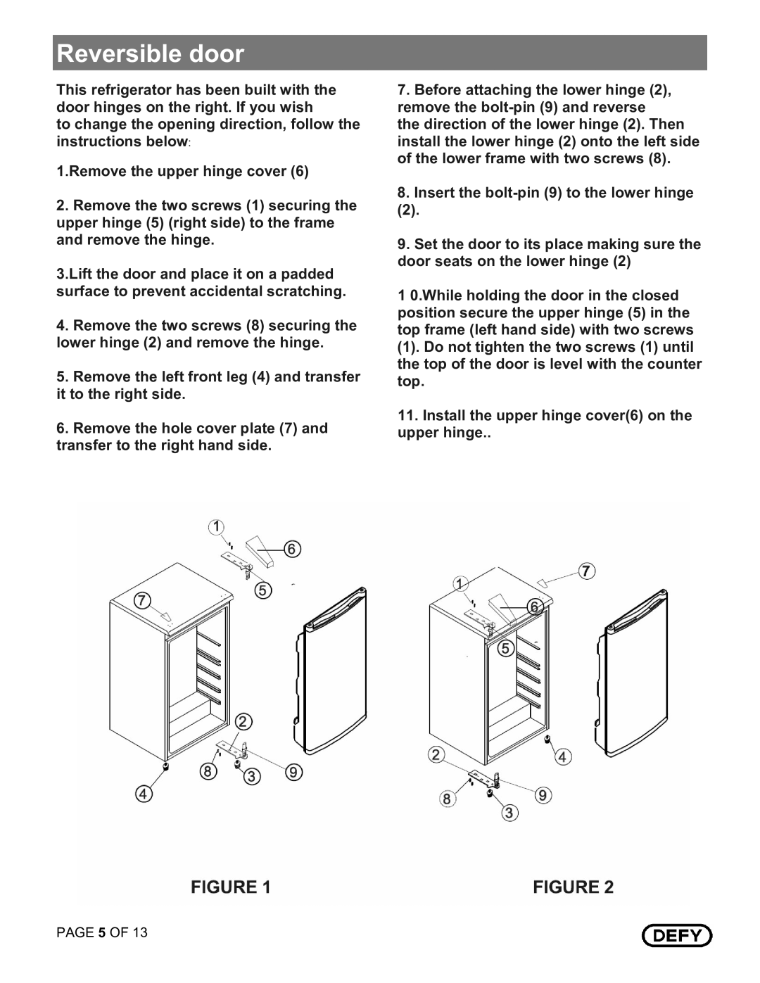 Defy Appliances B120W manual 5=+ 