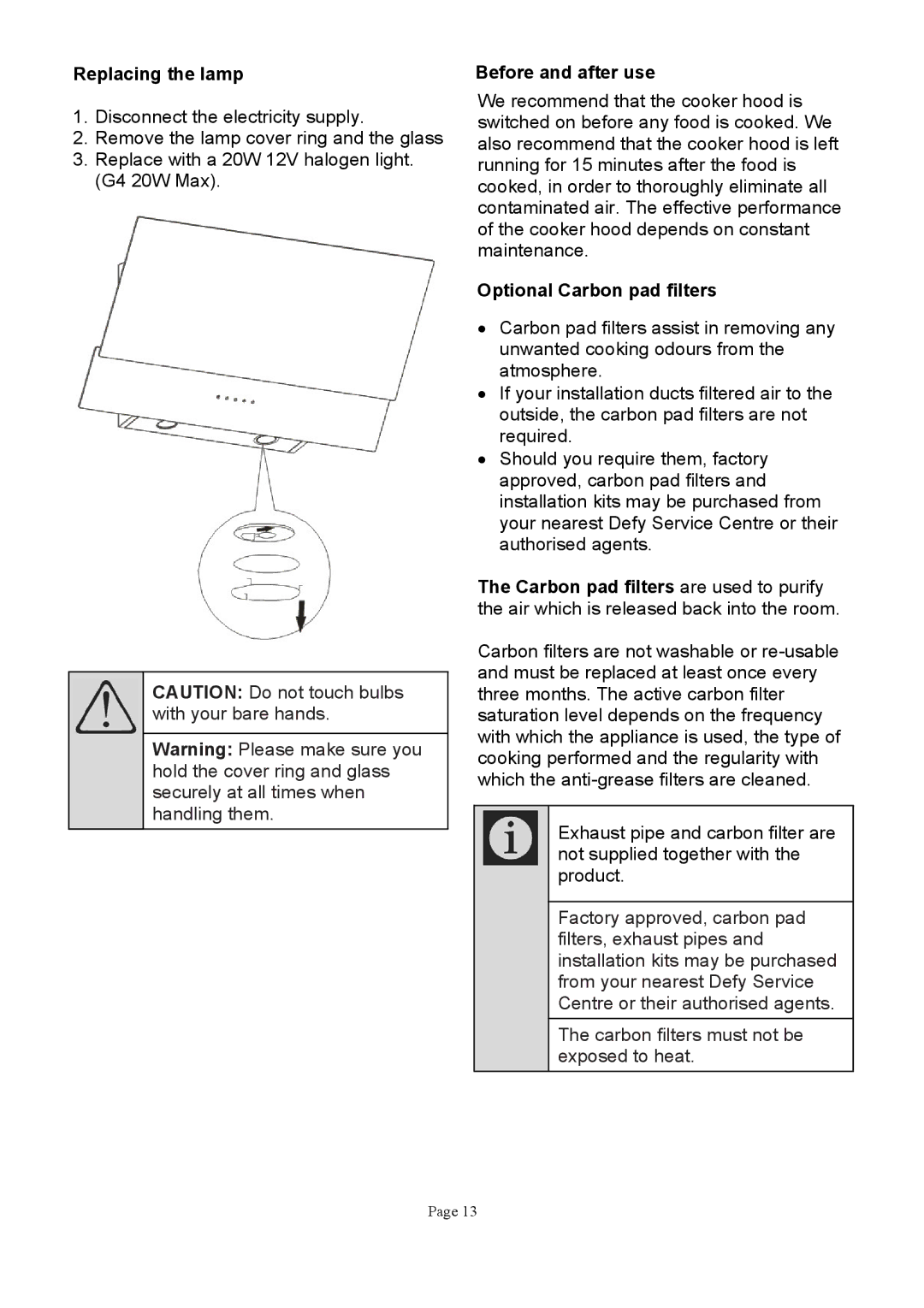 Defy Appliances CHW 6217 AGB manual +52&0+ 