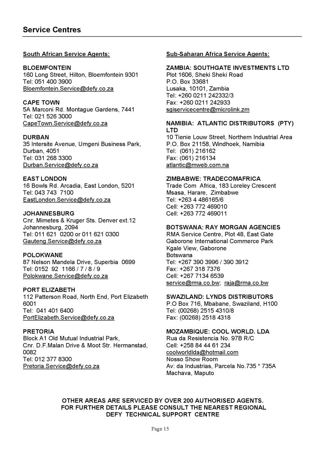 Defy Appliances CHW 6217 AGB manual +&9&5 