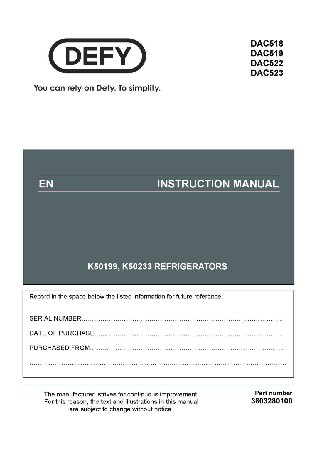 Defy Appliances DAC519, DAC523, DAC518, DAC522 manual #$% #*+ #*+ $ 