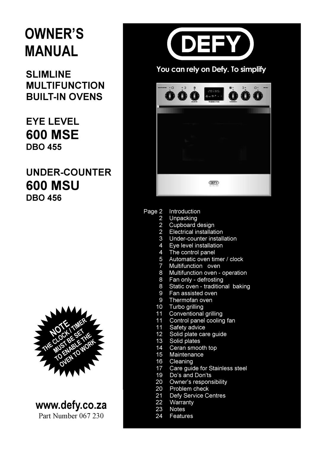 Defy Appliances DBO 455, DBO 456 manual 11 % 11 &% 