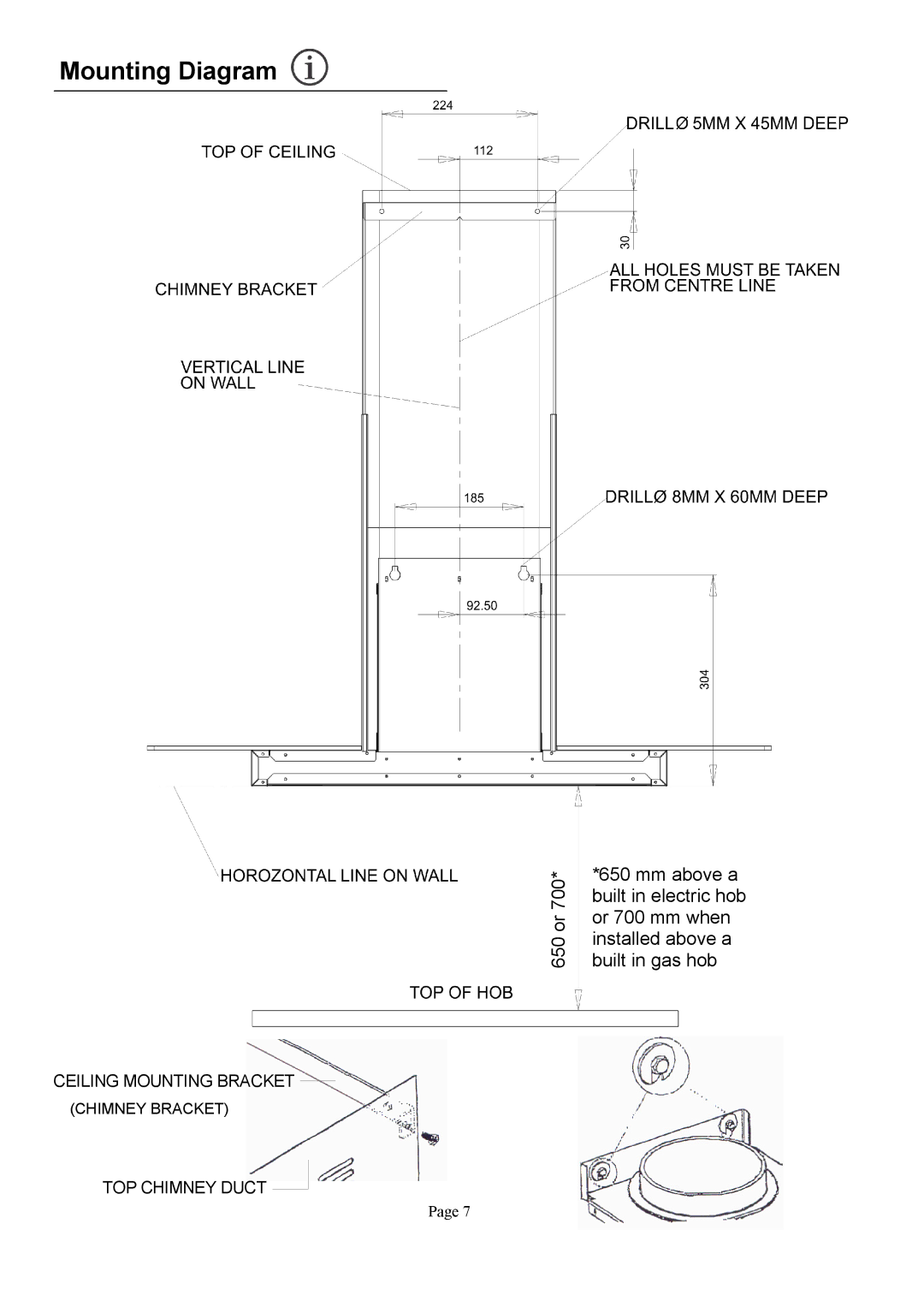 Defy Appliances DCH299, DCH304, DCH303 user manual Mounting Diagram 