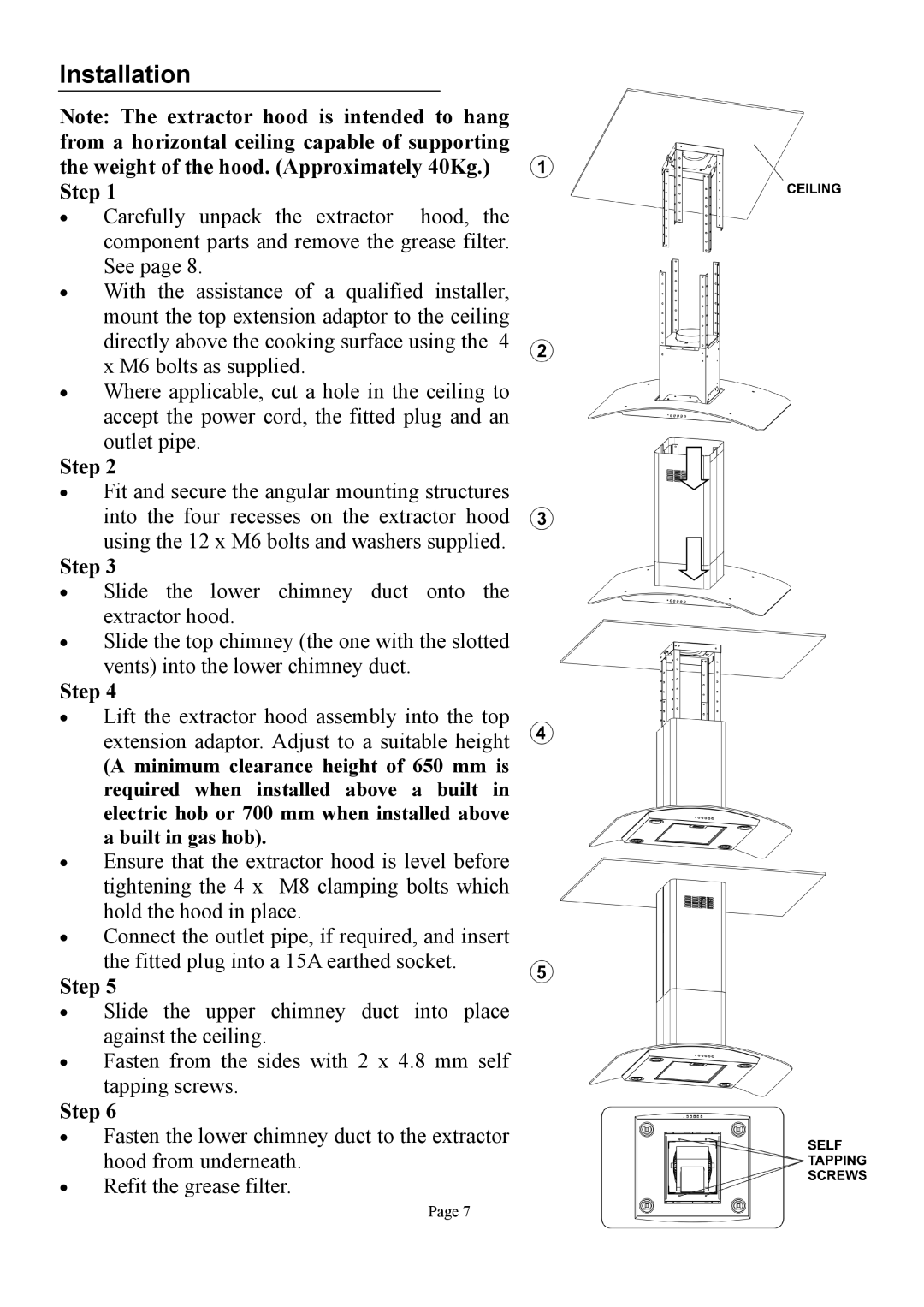 Defy Appliances DCH309 manual Installation, Step 