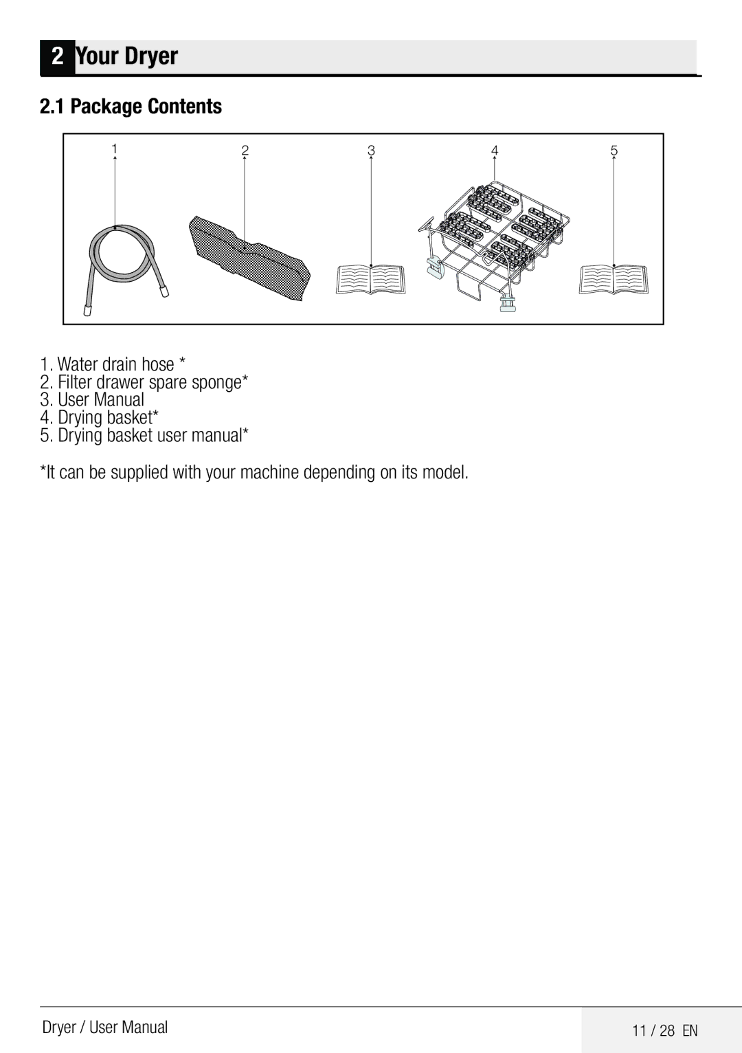 Defy Appliances DCY 8402 GM manual Your Dryer, Package Contents 