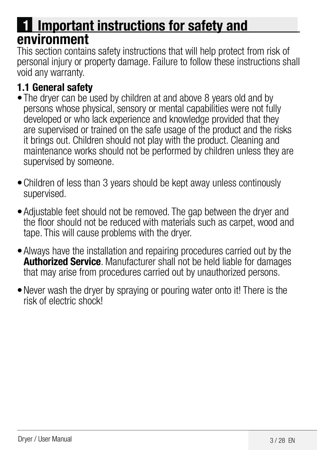 Defy Appliances DCY 8402 GM manual Important instructions for safety and environment, 28 EN 