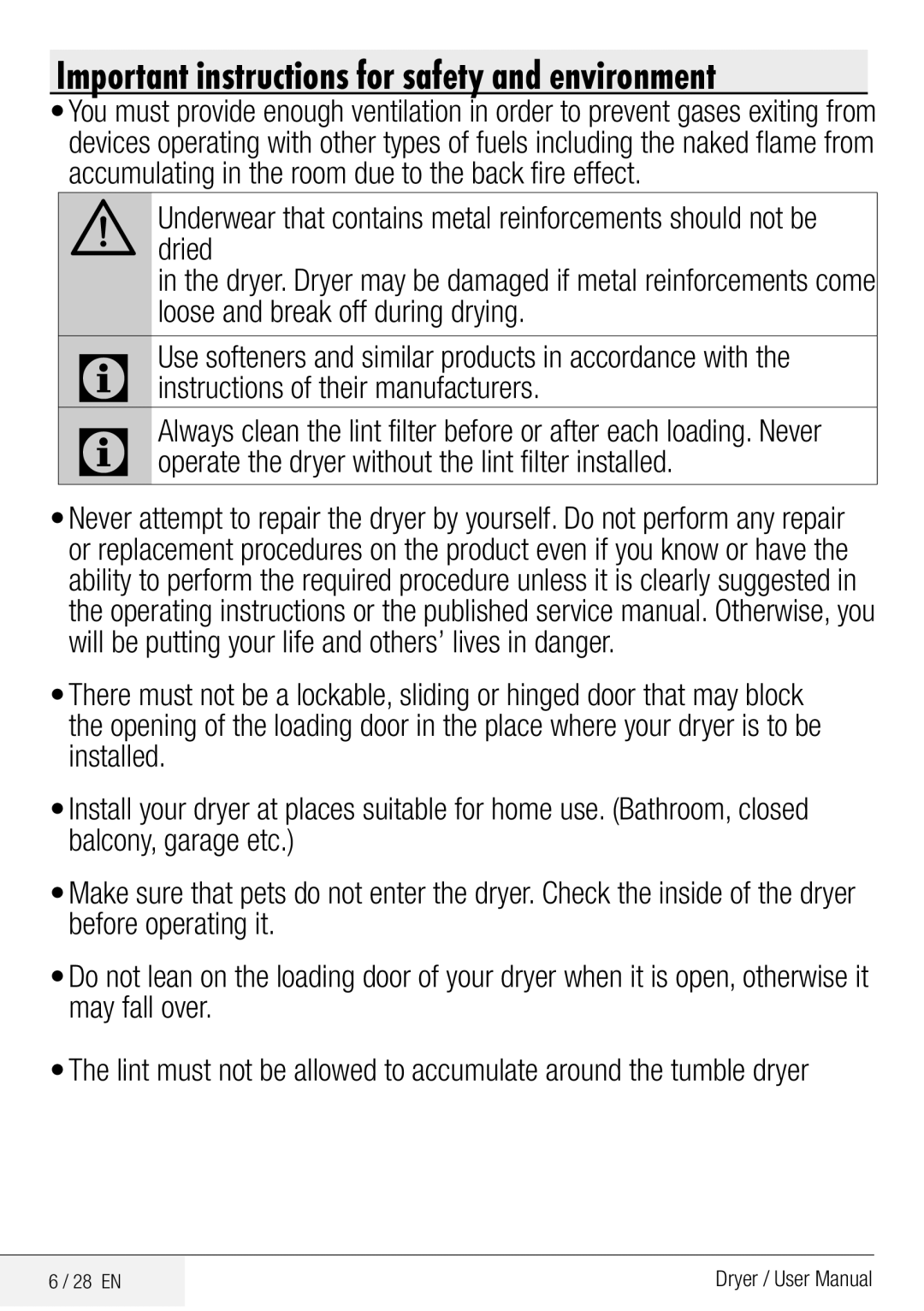 Defy Appliances DCY 8402 GM manual Important instructions for safety and environment 