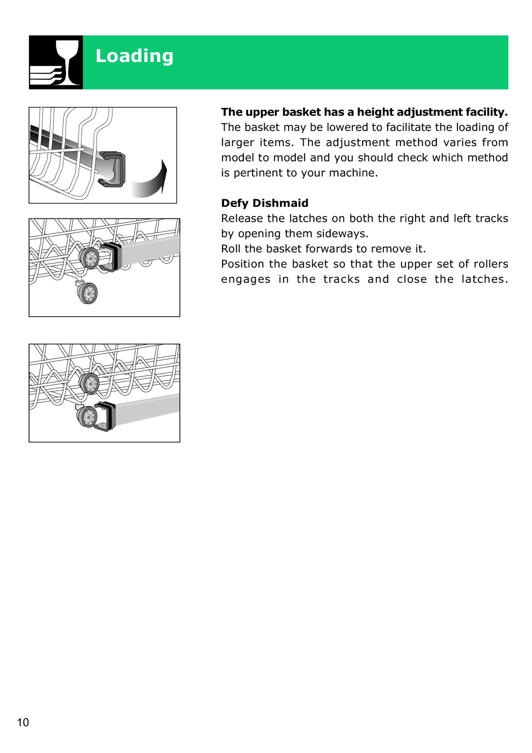 Defy Appliances DDW 157, DDW 156 technical specifications Loading 