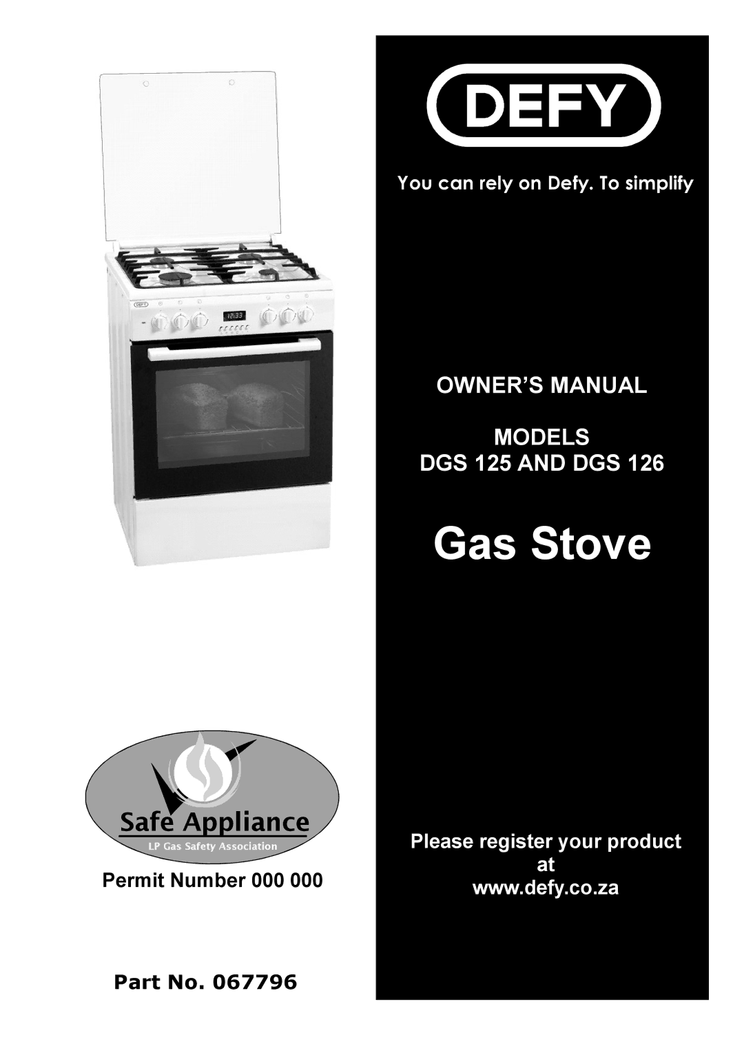 Defy Appliances DGS 125 AND DGS 126 manual #$% 