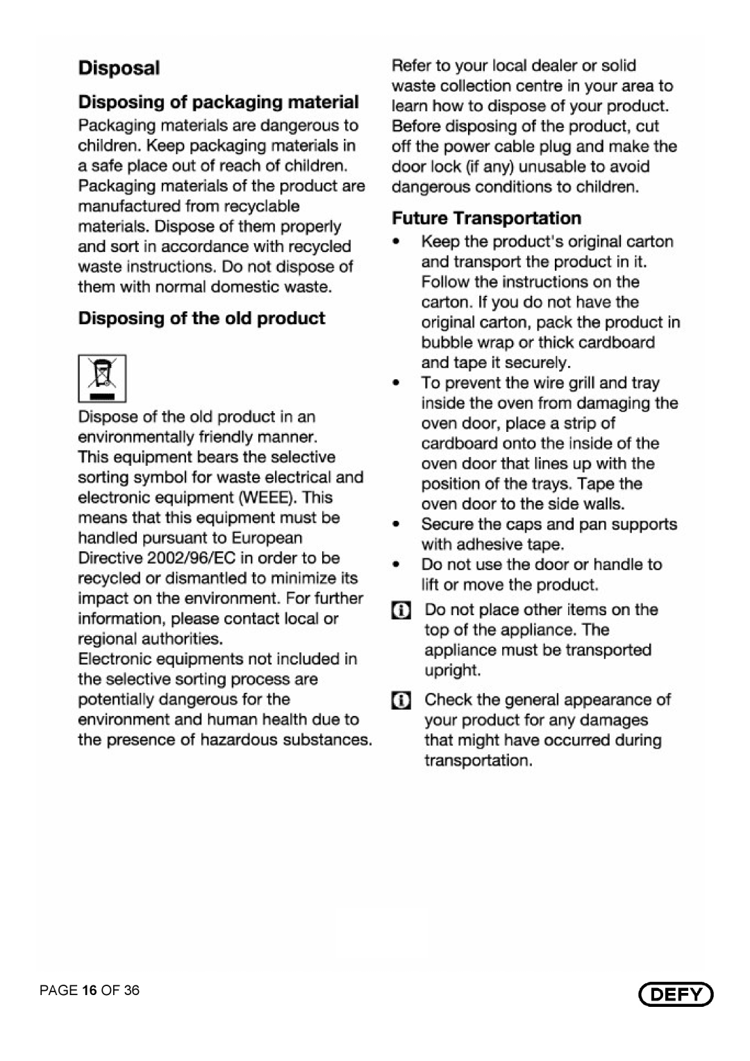 Defy Appliances DGS 125 AND DGS 126 manual 