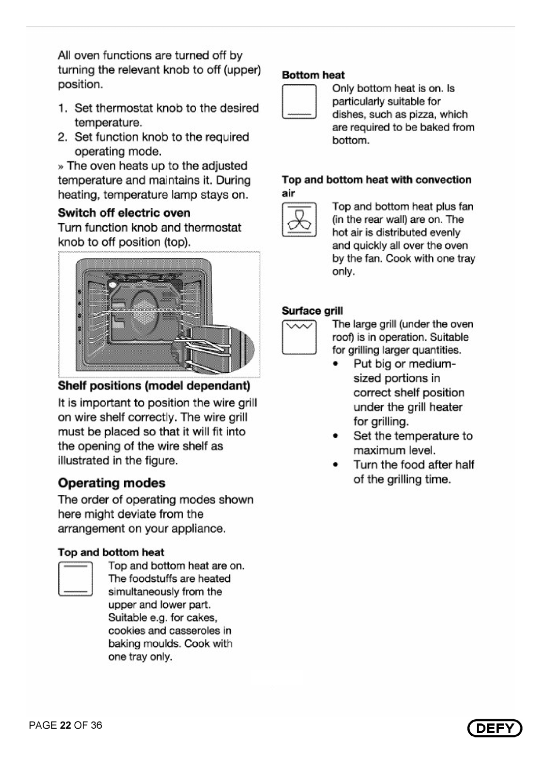 Defy Appliances DGS 125 AND DGS 126 manual 