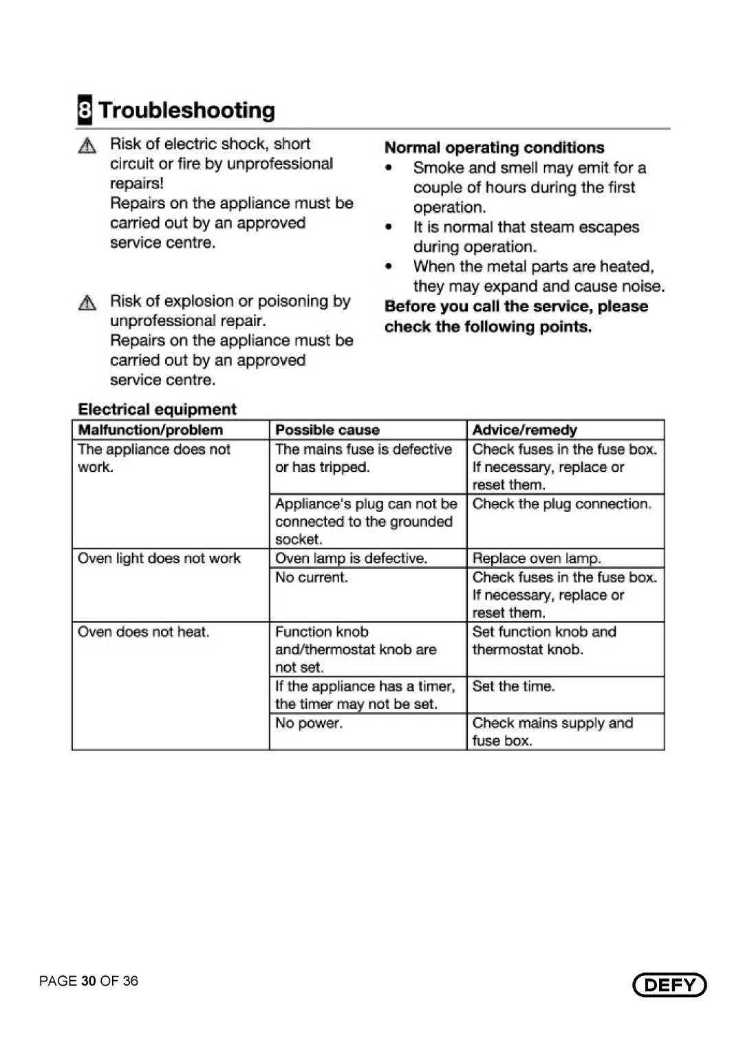 Defy Appliances DGS 125 AND DGS 126 manual 