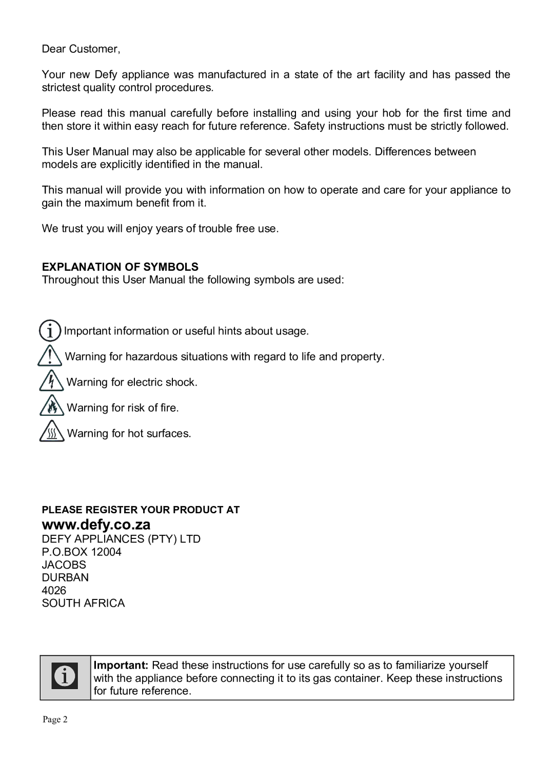 Defy Appliances DGS159, DGS160 manual # #$#% 